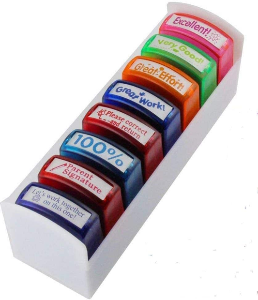 Teacher Grading Self-Inking Stamp Set 8pcs