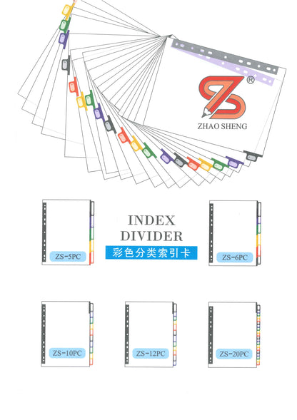 ZS Index Divider 1-5 (A4 Transparent) - Nejoom Stationery