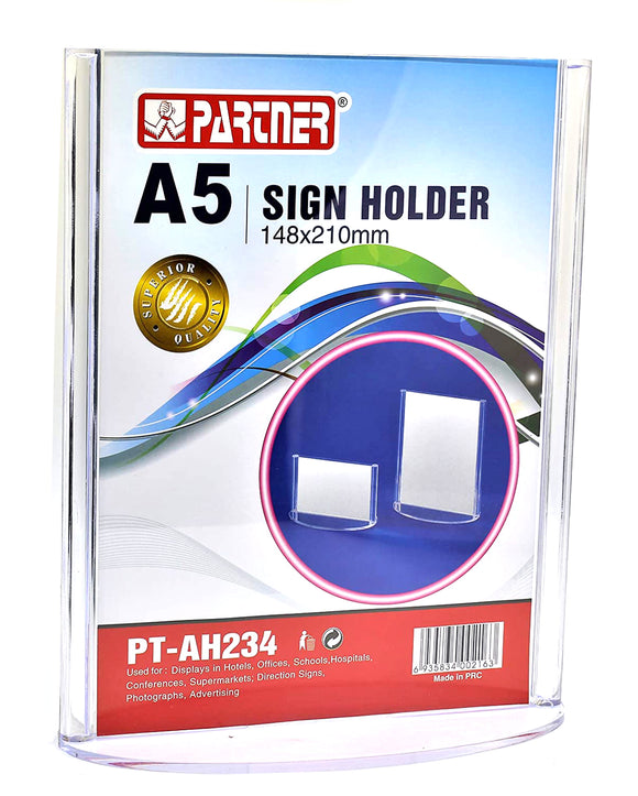 Partner Acrylic Sign Holder 148x210 mm  T Shape A5 Vertical & Landscape - Nejoom Stationery