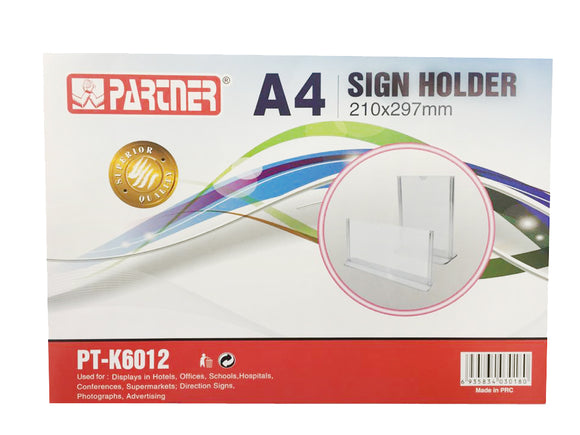 Partner A4 Acrylic Sign Holder 210X297 mm  T Shape Vertical & Landscape - Nejoom Stationery