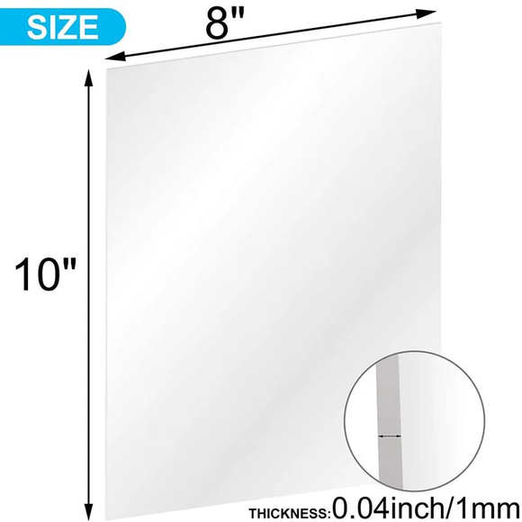Transparent Acrylic Sheets Glass for Painting, Frame 8 x 10 Inch 0.04 inch thick 10pcs