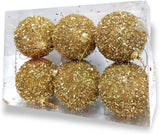 PARTY TIME -  Christmas Ball Gold  Flaky Foil Tinsel Design 6 pcs (8CM.)