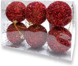 PARTY TIME - Christmas Ball Red Flaky Foil Tinsel Design 6 pcs (8CM.)