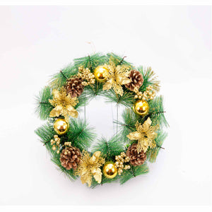 PARTY TIME -  Merry Christmas Signs Wreaths Handmade Garlands with Green, Gold 40CM
