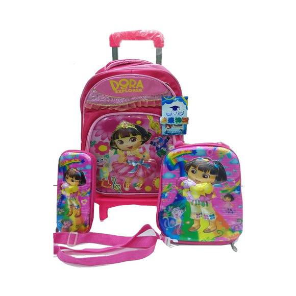 Dora Trolly School Bag , Lunch bag and Pencil Pouch Set (15.5 inch) - Nejoom Stationery