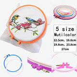 5 Adjustable Sewing Tools ABS Multicolor Embroidery and Cross Stitch Hoop Set Plastic Embroidery Hoop