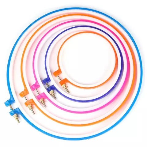5 Adjustable Sewing Tools ABS Multicolor Embroidery and Cross Stitch Hoop Set Plastic Embroidery Hoop 
