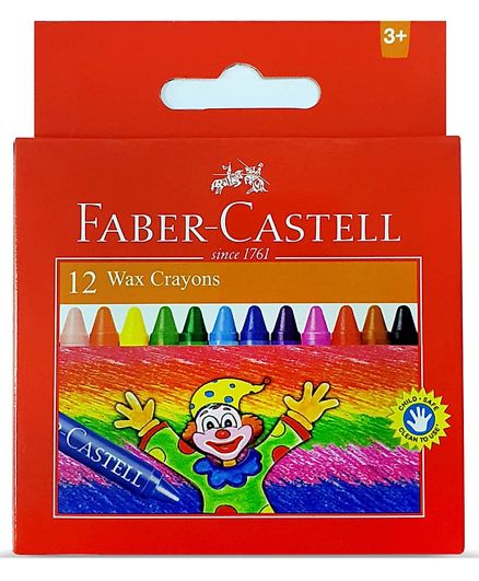 Faber-Castell 12 Color Regular Round Wax Crayons Multicolor - Nejoom Stationery