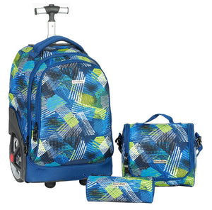 Everyday 3pcs Trolley School Bag Set 18" Blue (Big Wheel)