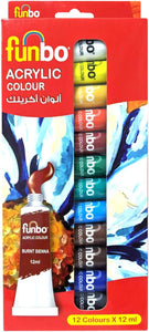 Funbo Acrylic Colour Paint Set 12 X 12ml Tubes
