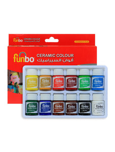 Funbo Ceramic cololur Paint Set 12 colours x 15ml bottles