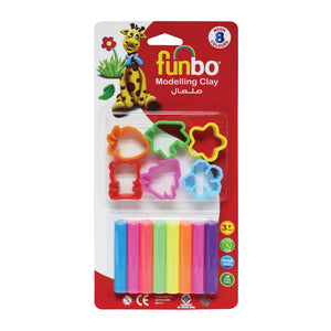 Funbo Modeling Clay 100g 8 Neon Colours + 6 Molds