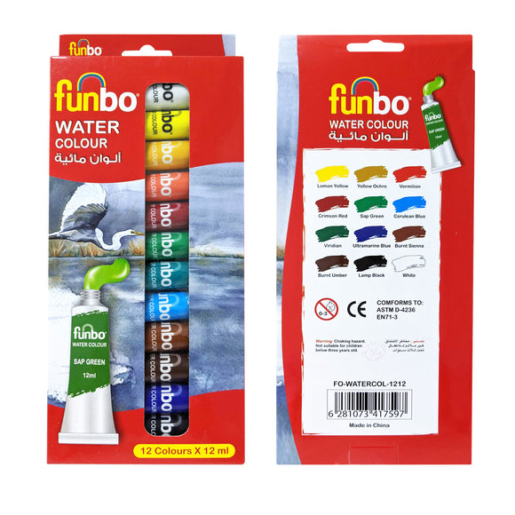 Funbo Water Col Paint Set 24 colour X 12ml Tubes