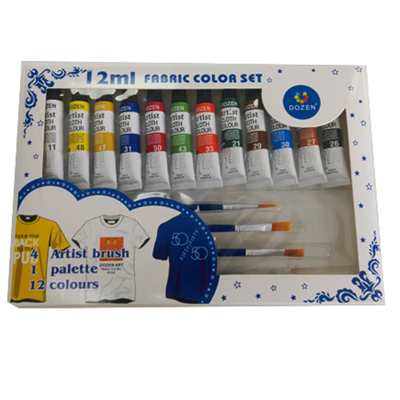 Dozen Fabric color 12 Color 4 Brushes 1 Palette - Nejoom Stationery