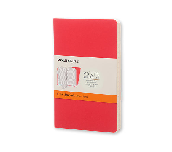Moleskine Volant Journal Ruled Pocket Geranium Red/Scarlet Red Set 2