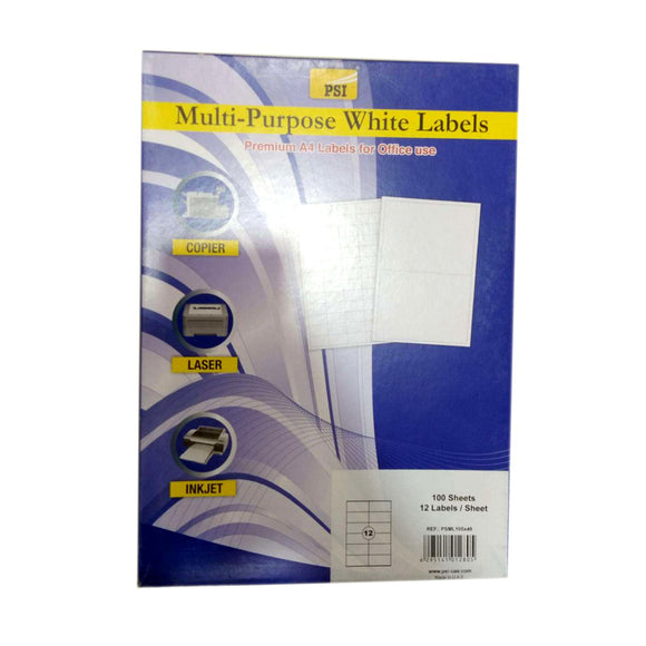 PSI Multipurpose White - 12 Labels/Sheet