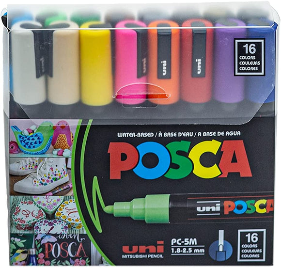 POSCA PC-5M Medium Bullet Paint Marker Set (16-Colors) 087664
