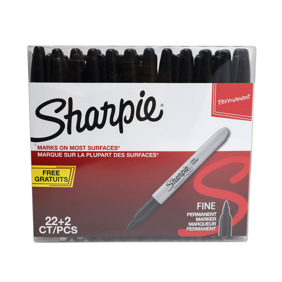 Sharpie Permanent Markers Fine point Black 24pcs
