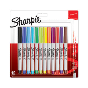 Sharpie Permanent Markers Ultra Fine point 12 colours