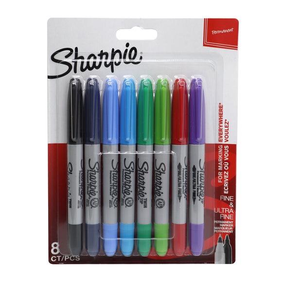 Sharpie Permanent Markers Twintip 8 colours