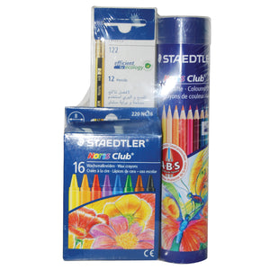 Staedtler Noris Pencil 1 Pack + Wax Crayons 1 pack +12 Colour Penci