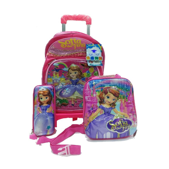 Sofia Trolly School Bag , Lunch bag and Pencil Pouch Set (15.5 inch) - Nejoom Stationery