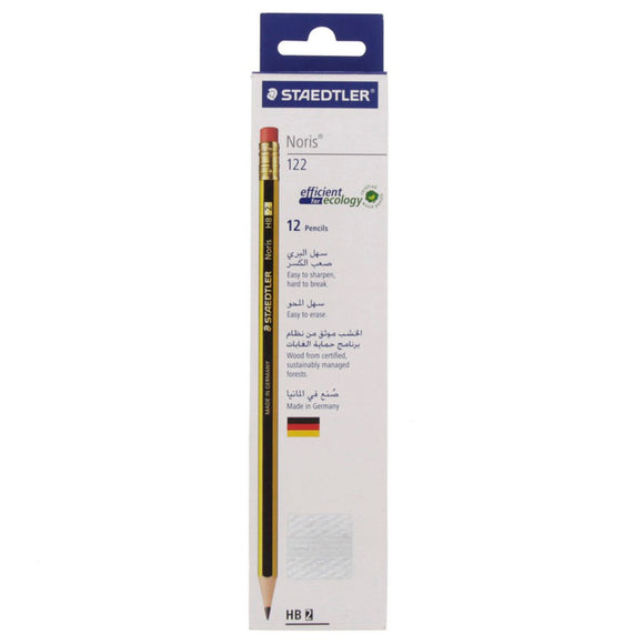 Staedtler Noris Pencil With Rubber Tip - 12 Pieces ST-122-HBA-53 - Nejoom Stationery