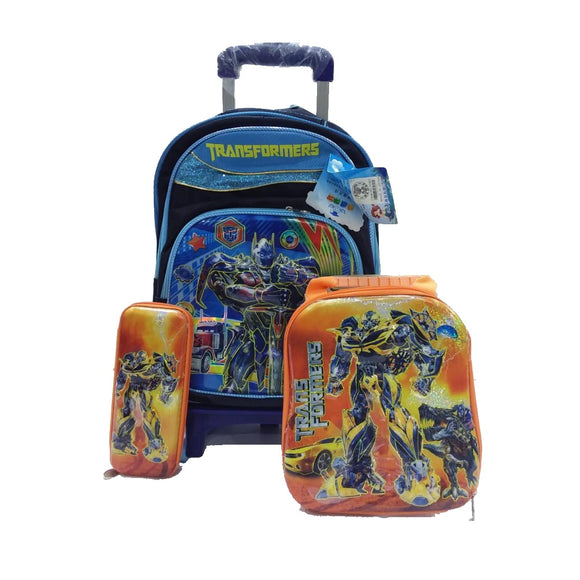 Transformer Trolly School Bag , Lunch bag and Pencil Pouch Set ( 15.5 inch) - Nejoom Stationery