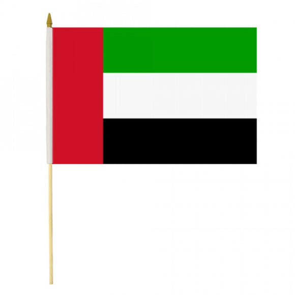 UAE National Hand Flag A5 Set of 12-Wooden Handle