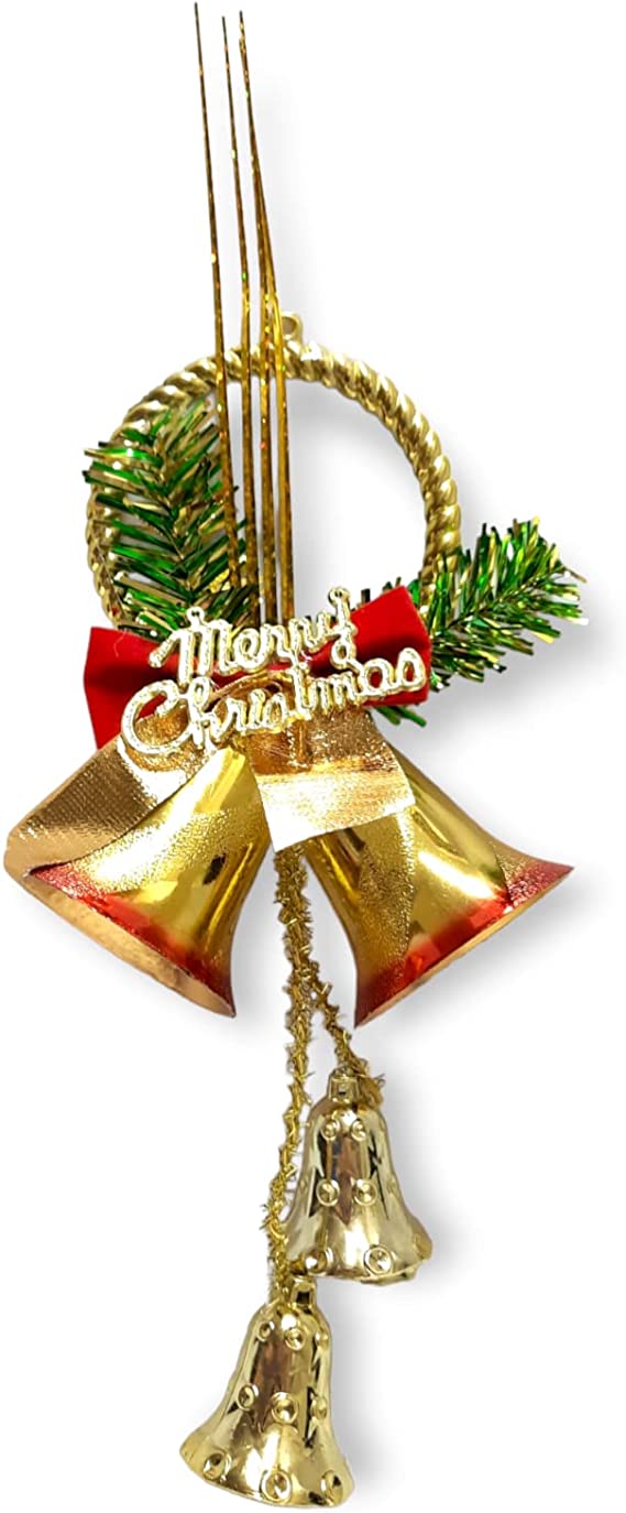 PARTY TIME -  Gold Christmas Bell Christmas Hanging Decoration (9cm.x7.5cm.)