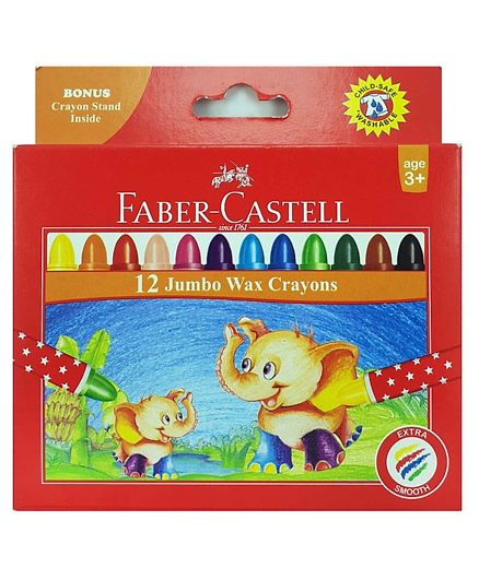 Faber-Castell 12 Color Jumbo Round Wax Crayons Multicolor - Nejoom Stationery