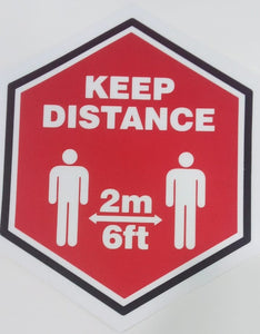 Keep Distance  2m/6ft Hexagon Sticker - Nejoom Stationery