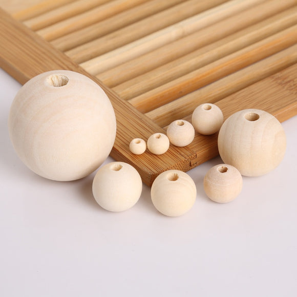 1 Pack Natural Wooden Beads DIY Craft Supplies Jewelry Making Materials Bracelet Accessories Garment Beads Round Pearl Wood