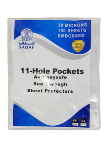 Sadaf 11 hole Punched pocket 100 sheets/pkt 30 microns
