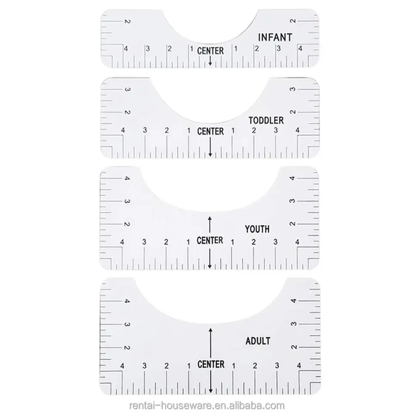 Spot T-shirt Guiding ruler round neck calibration alignment ruler-White